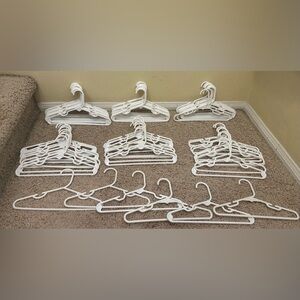 66 White Plastic hangers for baby toddler kids clothes
